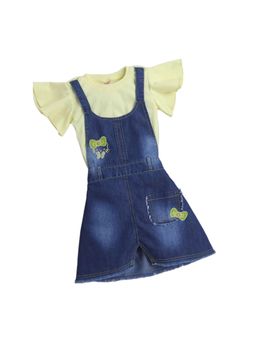 The Magic Wand - Girls Solid Top & Denim Dungaree