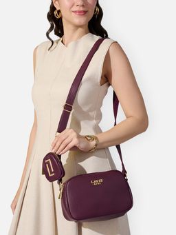 Lavie Luxe - Wine Synthetic Leather Solid Slingbag with Coin Pouch