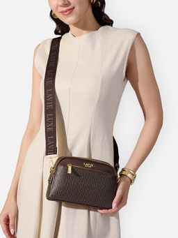 Lavie Luxe - Brown Synthetic Leather Printed Slingbag with Detachable Strap