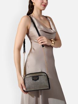 Lavie Luxe - Black Synthetic Leather Solid Slingbag with Detachable Strap