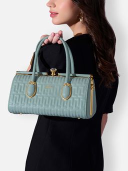 Lavie Luxe - Green Synthetic Leather Textured Handbag with Detachable Strap