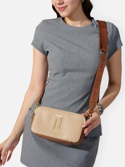 Lavie Luxe - Beige Synthetic Leather Solid Slingbag