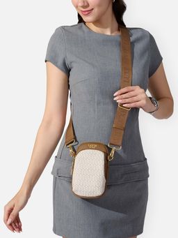 Lavie Luxe - Off White Synthetic Leather Printed Slingbag with Detachable Strap