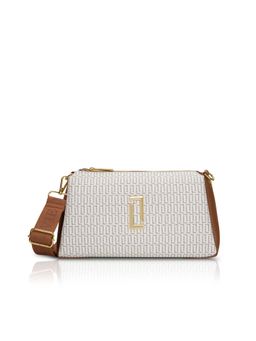 Lavie Luxe - White Synthetic Leather Printed Slingbag with Detachable Strap