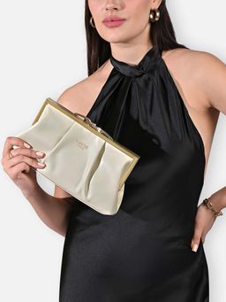 Lavie Luxe - Off White Synthetic Leather Solid Slingbag with Detachable Strap