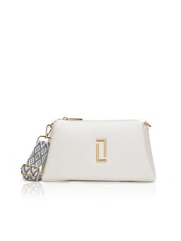 Lavie Luxe - White Synthetic Leather Textured Slingbag with Detachable Strap