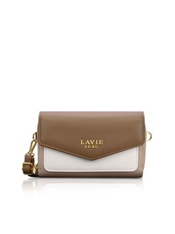 Lavie Luxe - Beige Synthetic Leather Colorblock Slingbag with Detachable Strap