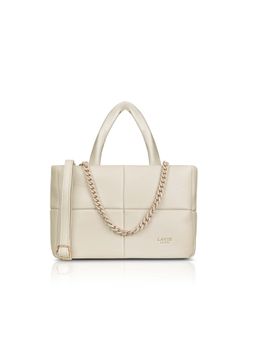 Lavie Luxe - Off White Synthetic Leather Textured Handbag with Detachable Strap