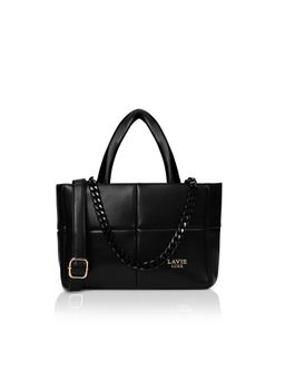 Lavie Luxe - Black Synthetic Leather Textured Handbag with Detachable Strap
