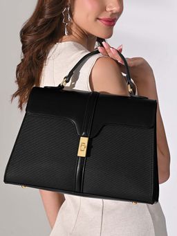 Lavie Signature - Women's Ls Canva Flap Satchel Handbag (Black) (M)