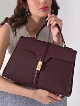 Lavie Signature - Women's Ls Canva Flap Satchel Handbag (Wine) (M)