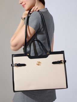 Lavie Signature - Canva Dual Carry Tote Bag -Off-white (Large)