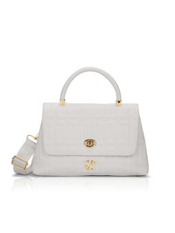 Lavie Signature - Off White Synthetic Leather Textured Handbag with Detachable Strap