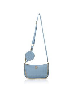 Lavie Signature - Blue Synthetic Leather Textured Sling Bag with Detachable Coin Pouch