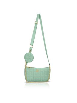 Lavie Signature - Green Synthetic Leather Textured Sling Bag with Detachable Coin Pouch