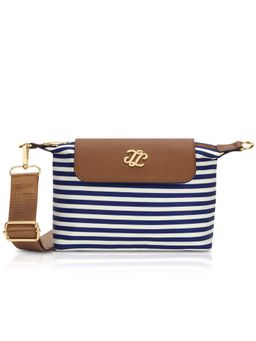 Lavie Signature - Navy Blue Synthetic Leather Stripes Sling Bag