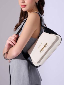 Lavie Signature - Black Synthetic Leather Colorblock Handbag