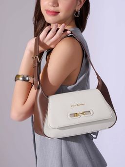 Lavie Signature - Tan Synthetic Leather Colorblock Handbag