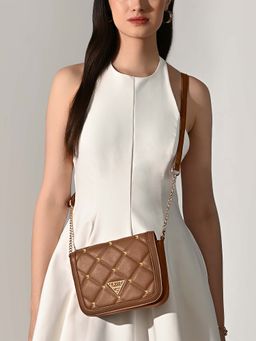 Lavie Signature - Tan Synthetic Leather Textured Slingbag