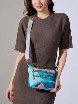 Lavie Signature - Teal Synthetic Leather Printed Slingbag