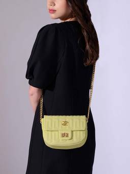 Lavie Signature - Yellow Synthetic Leather Textured Slingbag