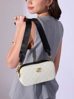 Lavie Signature - Off White Synthetic Leather Textured Slingbag