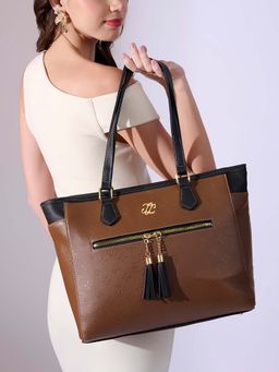 Lavie Signature - Tan Synthetic Leather Textured Handbag