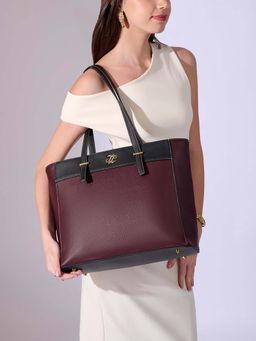 Lavie Signature - Wine Synthetic Leather Textured Handbag