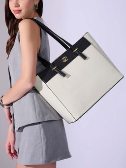 Lavie Signature - White Synthetic Leather Textured Handbag