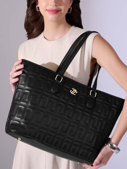 Lavie Signature - Black Synthetic Leather Textured Handbag