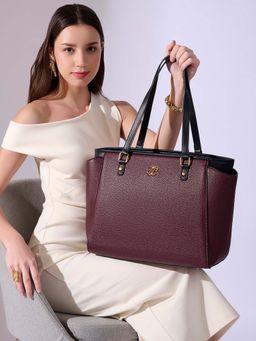 Lavie Signature - Wine Synthetic Leather Solid Handbag