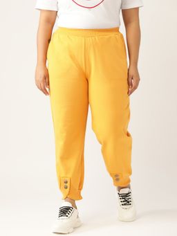 theRebelinme - Plus Size Women Yellow Solid Color Knitted Fleece Winter Joggers