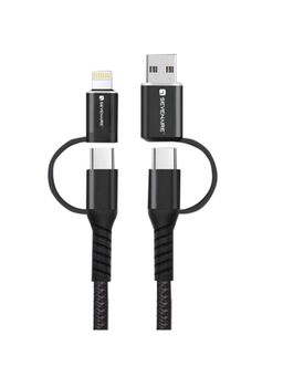 SEVENAIRE - 4 in 1 Nylon Braided 65W Fast Charging Cable for iPhone + Type-C +Micro USB 1M -Black