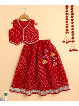 The Magic Wand - Girls Kota Doriya Bandhani Lehenga Set