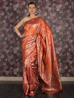 Odette - Women Multi-Color Silk Blend Floral Saree with Unstitched Blouse