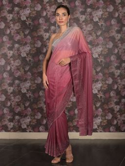 Odette - Women Purple Polyester Ombre Saree