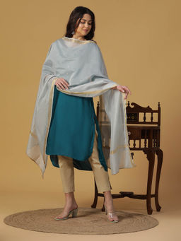 Shingora - Grey Polyester Cotton Plain Dobby Dupatta