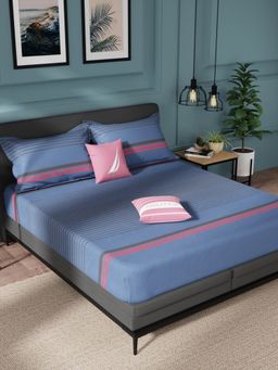 Nautica - Multi-Color Super Soft Pure Cotton Bedsheet and 2 Pillow Covers (King)
