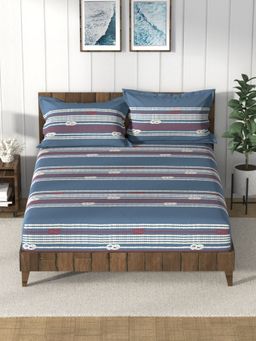 Nautica - Multi-Color Super Soft Pure Cotton Bedsheet and 2 Pillow Covers (King)