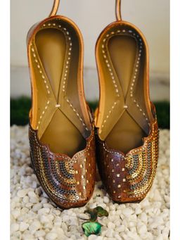 LORYPHILORY - Folk Lore Embroidered Brown Juttis for Women