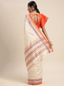 Sareemall - Bhagalpuri Silk Beige Printed Celebrity Saree With Unstitched Blouse