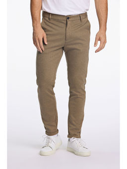 LINDBERGH - Men Beige Solid Mid-Rise Slim Fit Regular Trouser