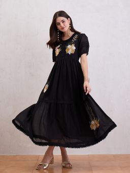 CHETI - Black Voile Cotton Dress