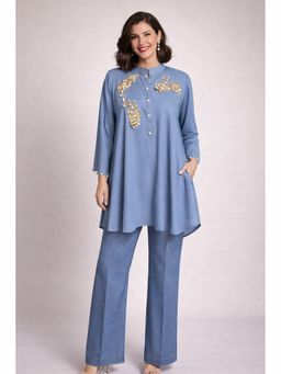 Daatri by meenakshi kakkar - Blue Embroidered Denim Co-Ord Set