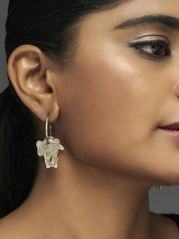 Divas Mantra - 92.5 Silver Oxidised The Gentle Cute Elephant Earrings