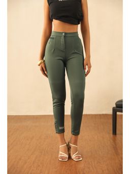 PRIMAL GRAY - Athleisure Green Mid Waist Skinny Fit Joggers