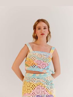 NOIB - By The Sea Multi Colored Cotton Magda Crop Top