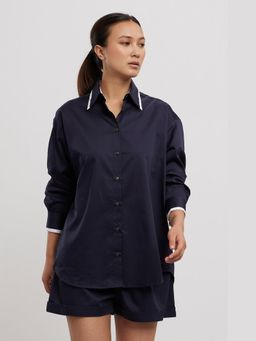 Pallavi Swadi - Navy Blue Tuxedo Shorts Set