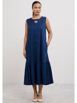 Pallavi Swadi - Midnight Blue Big Swarovski Heart Frill Dress