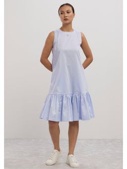 Pallavi Swadi - Sky Blue Small Pearl Swarovski Heart Frill A Line Dress